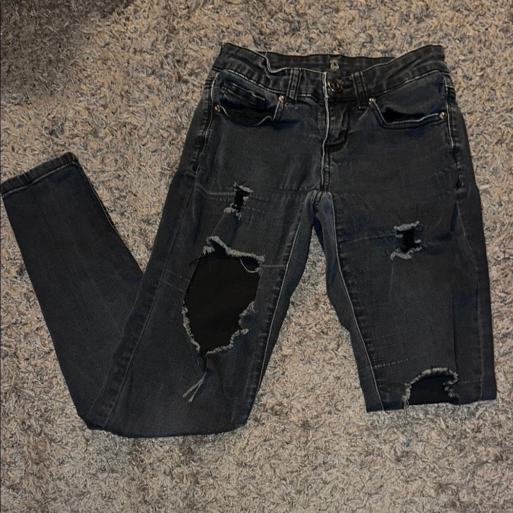 Distressed Black Women's Jeans